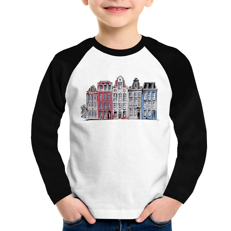 Camiseta Raglan Infantil Amsterdam Manga Longa