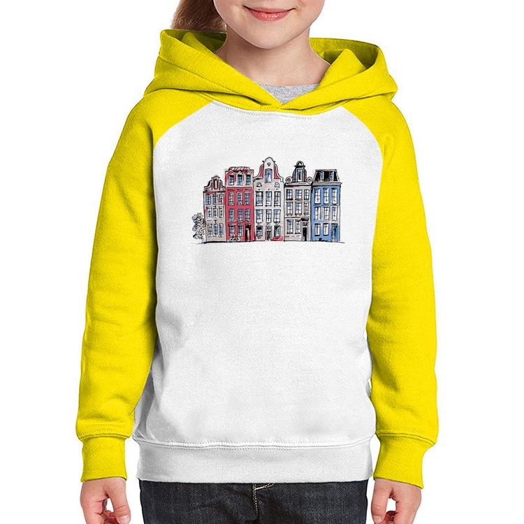 Moletom Infantil Amsterdam - Branco/Amarelo