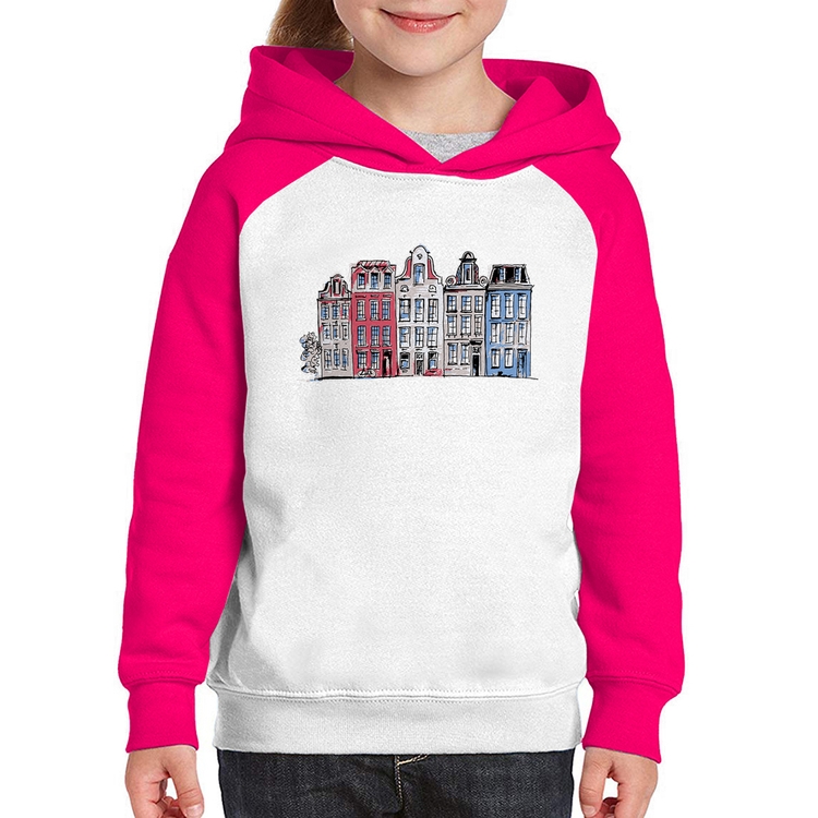 Moletom Infantil Amsterdam - Branco/Rosa