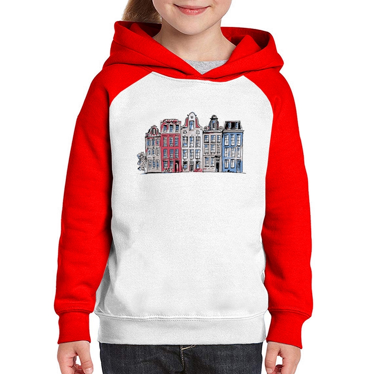 Moletom Infantil Amsterdam - Branco/Vermelho