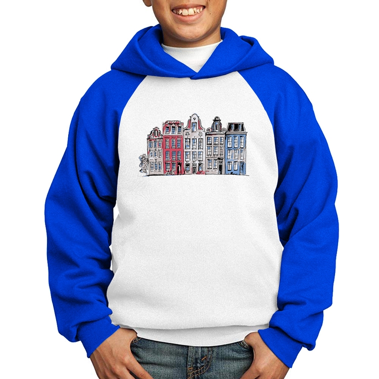 Moletom Infantil Amsterdam - Branco/Azul