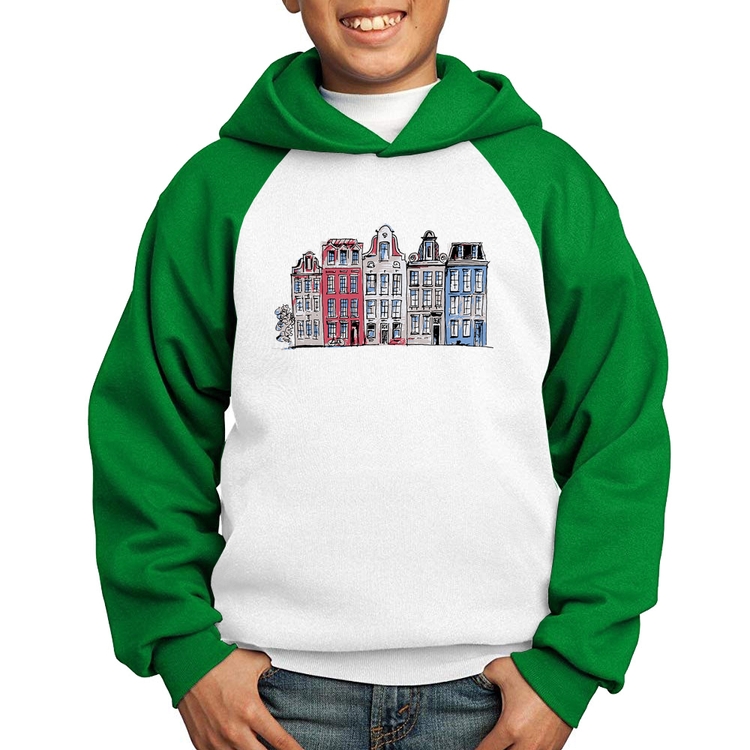 Moletom Infantil Amsterdam - Branco/Verde