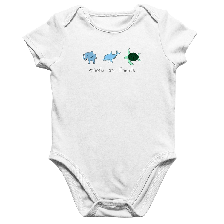 Body Bebê Algodão Animals are friends - Branco