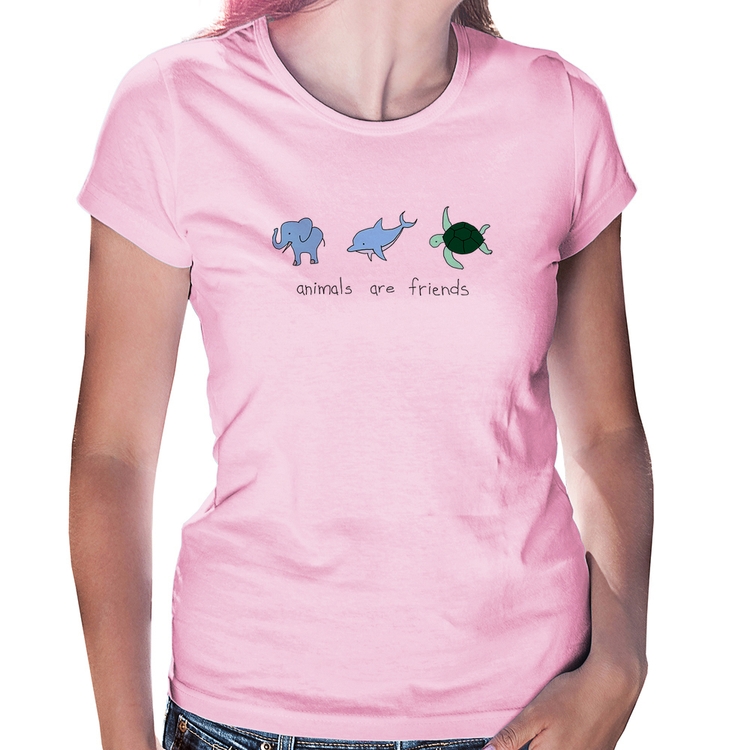 Baby Look Animals are friends - Rosa Bebê