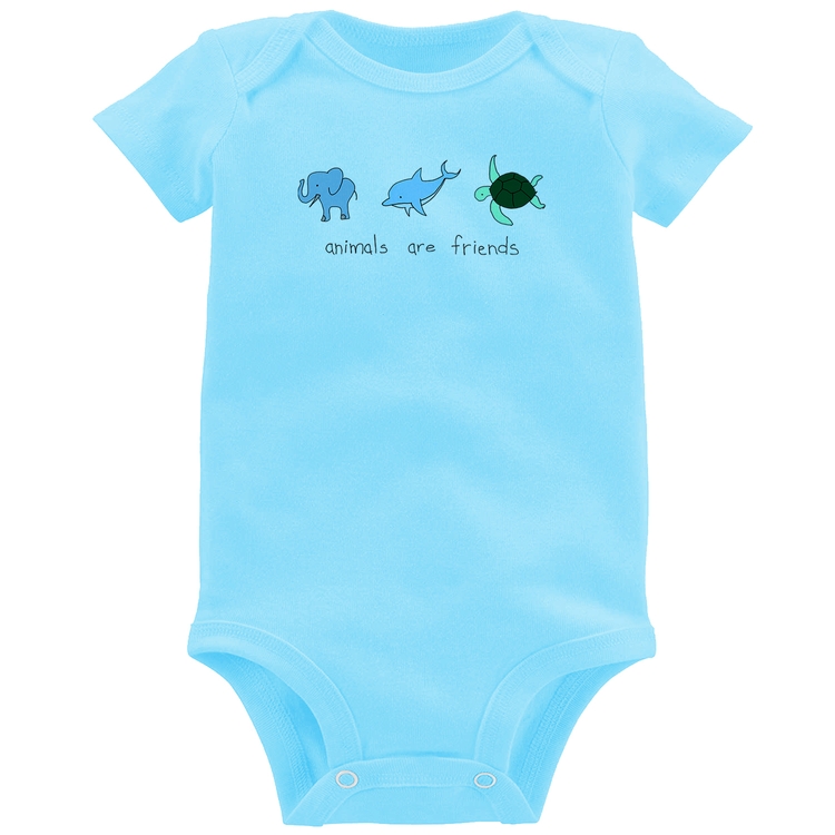 Body Bebê Animals are friends - Azul Bebê