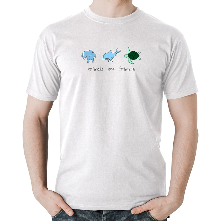 Camiseta Algodão Animals are friends - Branca