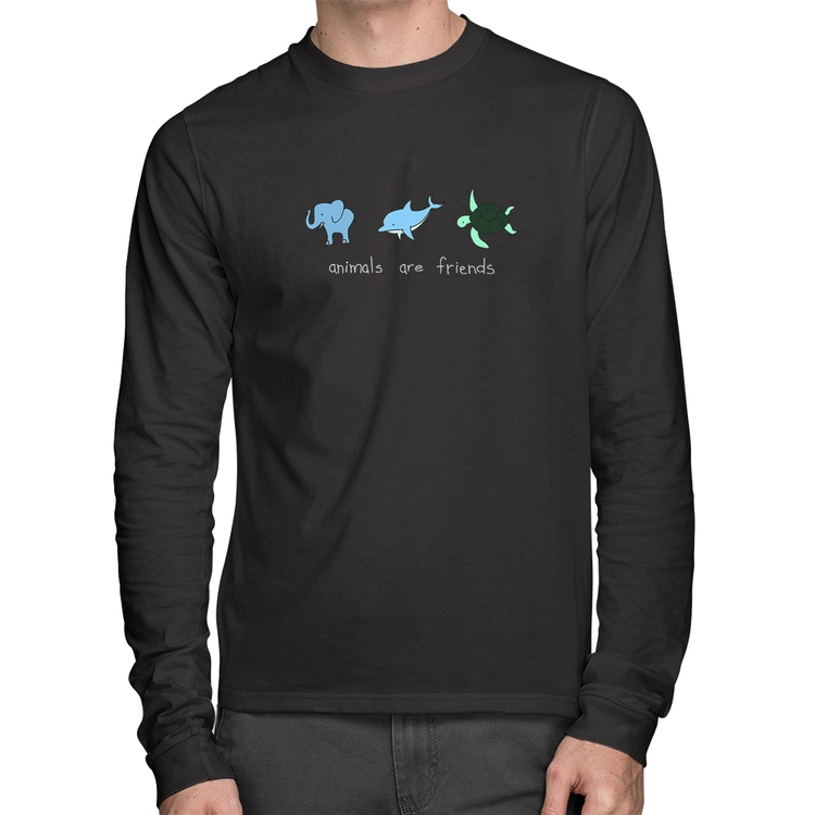 Camiseta Algodão Animals are friends Manga Longa