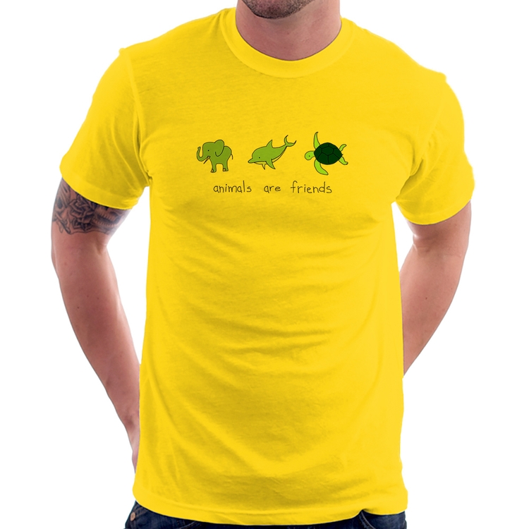 Camiseta Animals are friends - Amarela