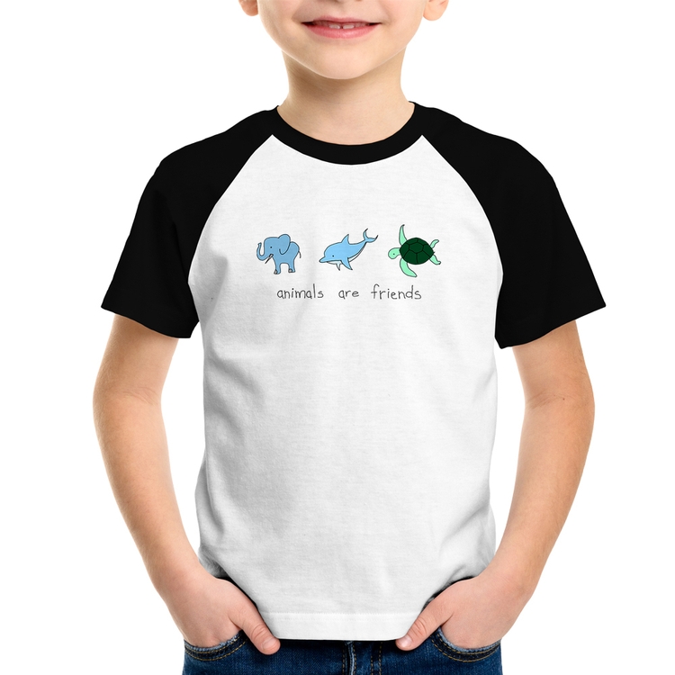 Camiseta Raglan Infantil Animals are friends