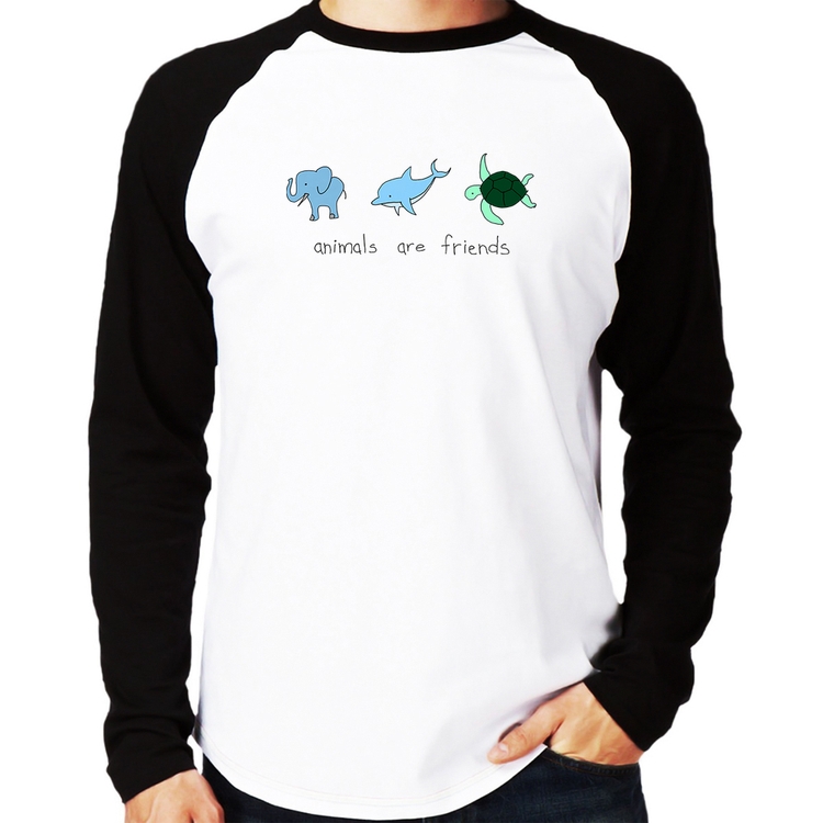 Camiseta Raglan Animals are friends Manga Longa