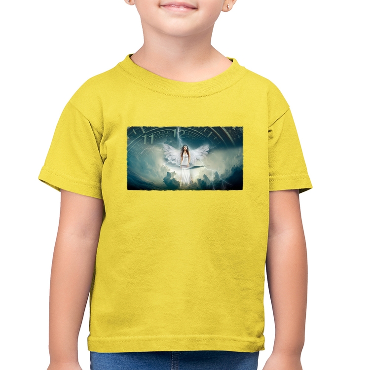 Camiseta Algodão Infantil Anjo do tempo - Amarelo Canário