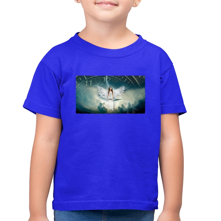 Camiseta Algodão Infantil Anjo do tempo - Azul Royal