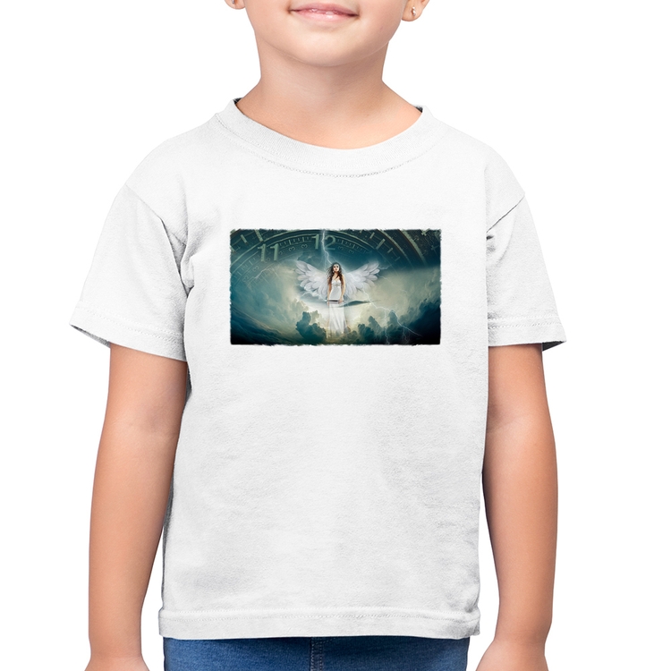 Camiseta Algodão Infantil Anjo do tempo - Branca