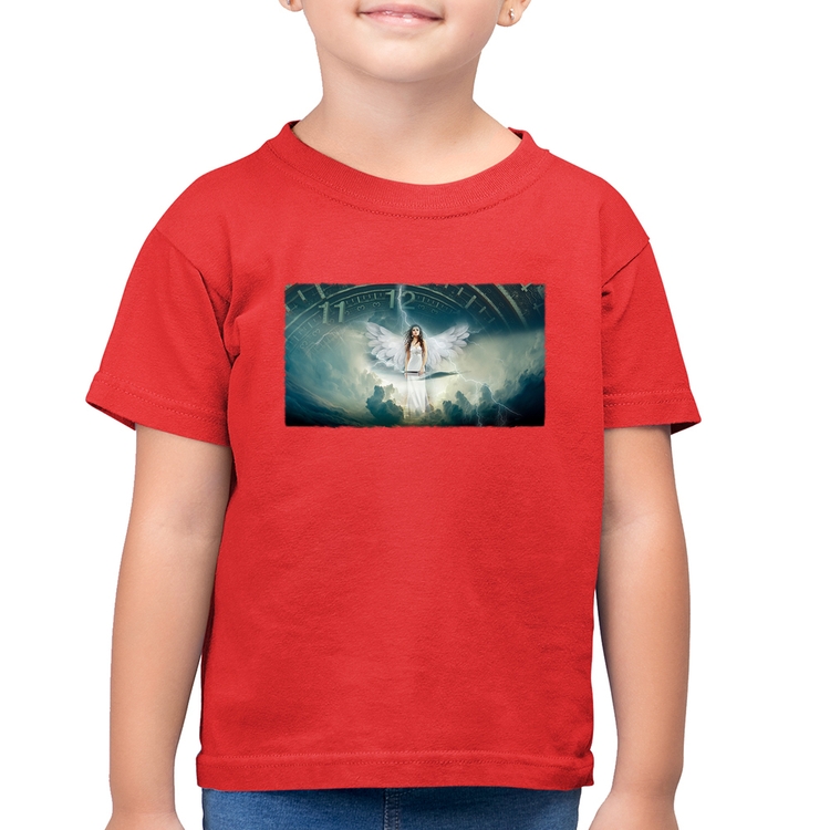 Camiseta Algodão Infantil Anjo do tempo - Vermelha