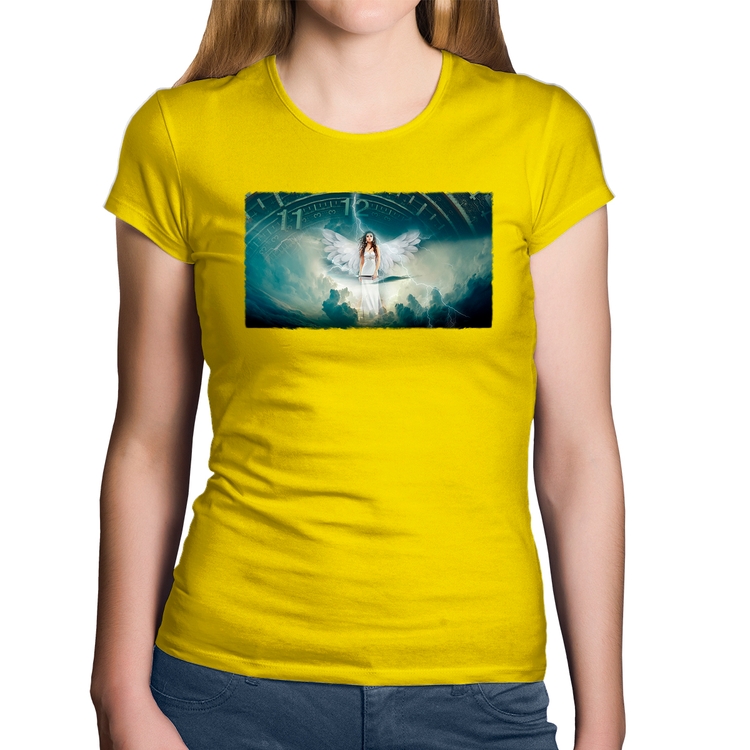 Baby Look Algodão Anjo do tempo - Amarela