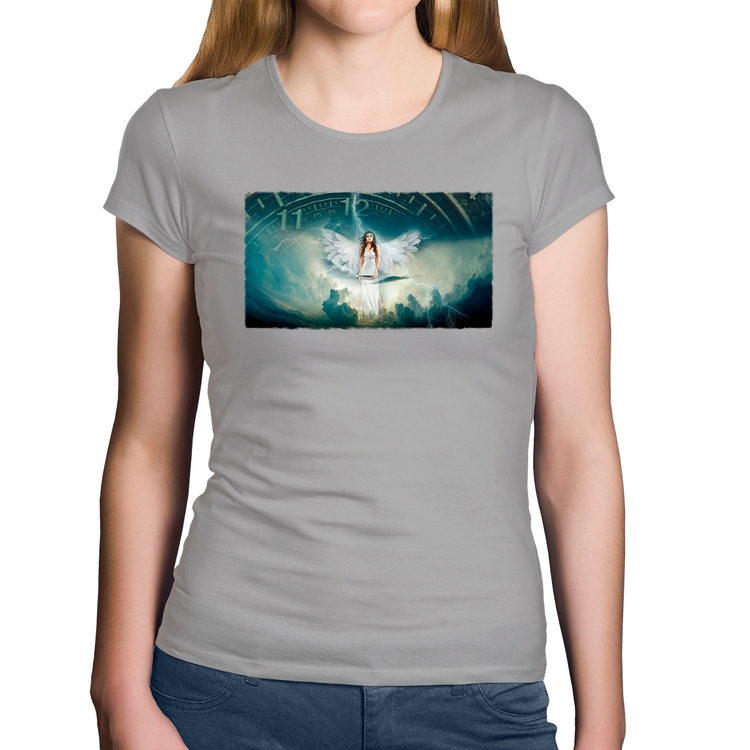 Baby Look Algodão Anjo do tempo - Cinza