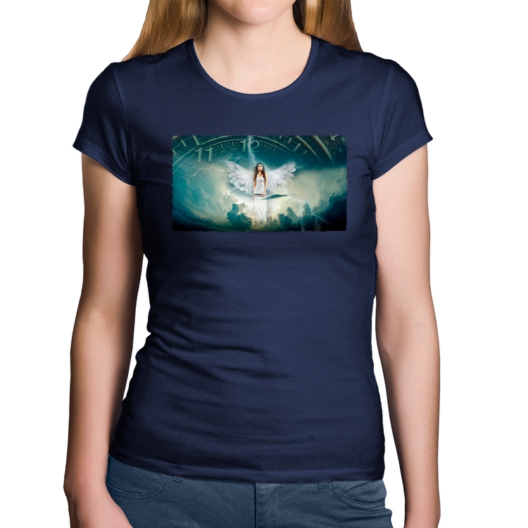 Baby Look Algodão Anjo do tempo - Marinho