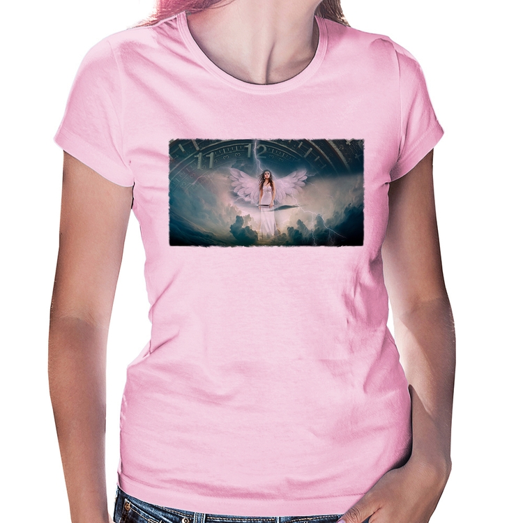 Baby Look Anjo do tempo - Rosa Bebê