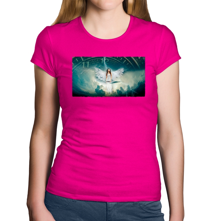 Baby Look Algodão Anjo do tempo - Rosa