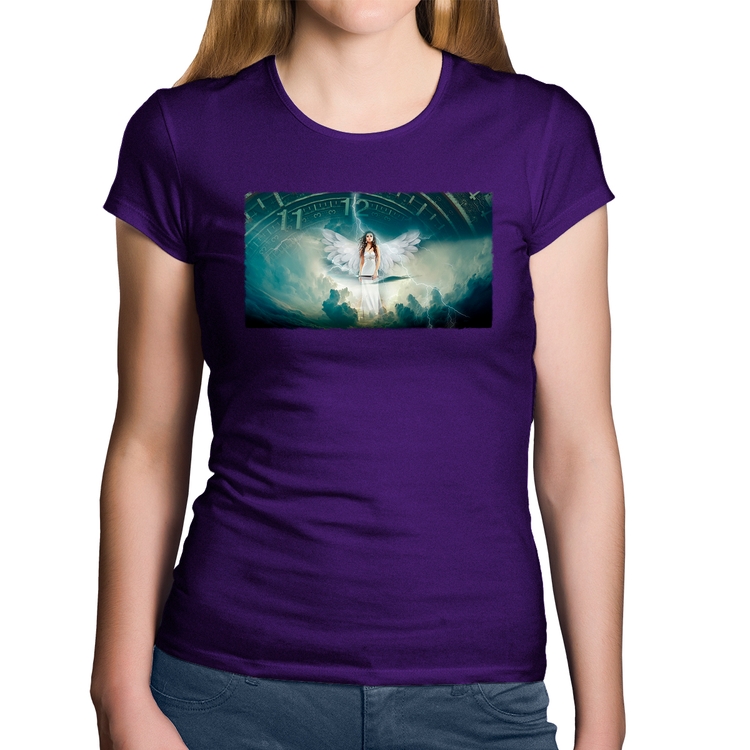 Baby Look Algodão Anjo do tempo - Roxa