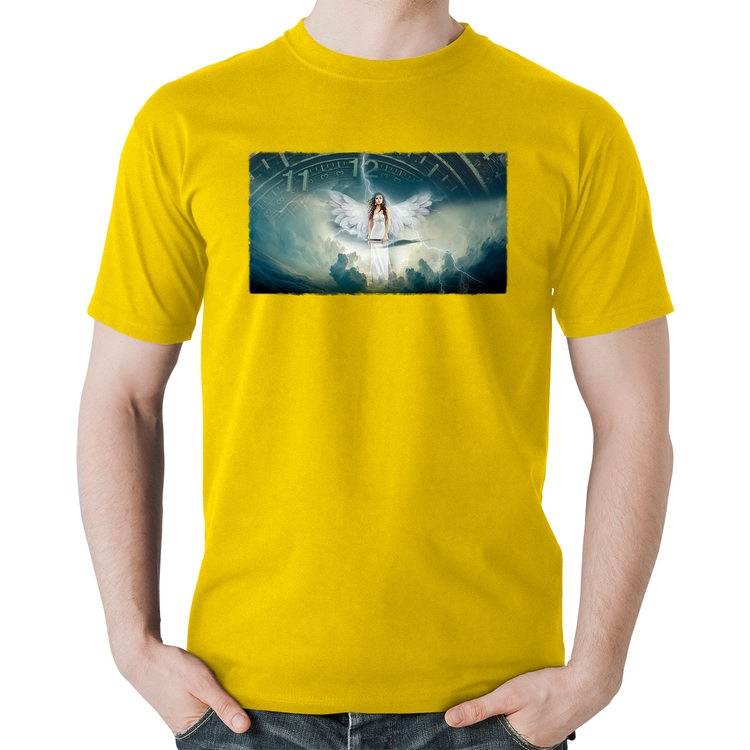 Camiseta Algodão Anjo do tempo - Amarela