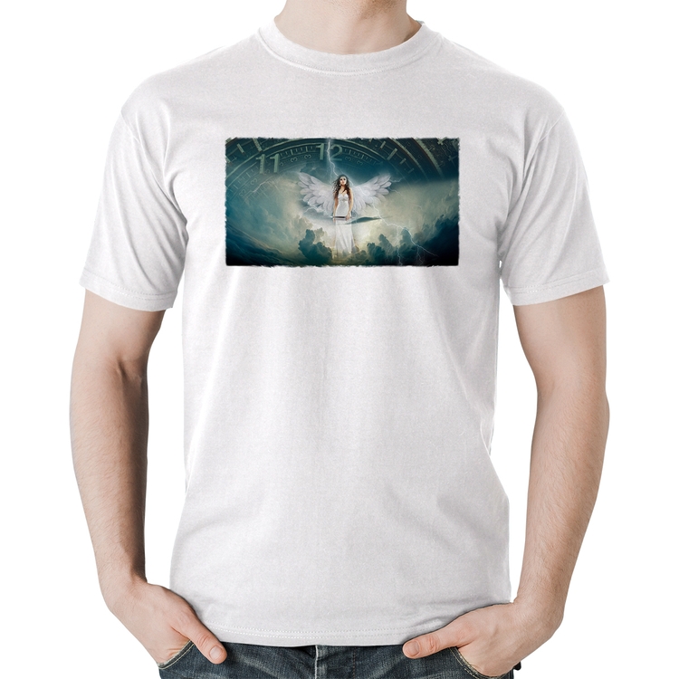 Camiseta Algodão Anjo do tempo - Branca
