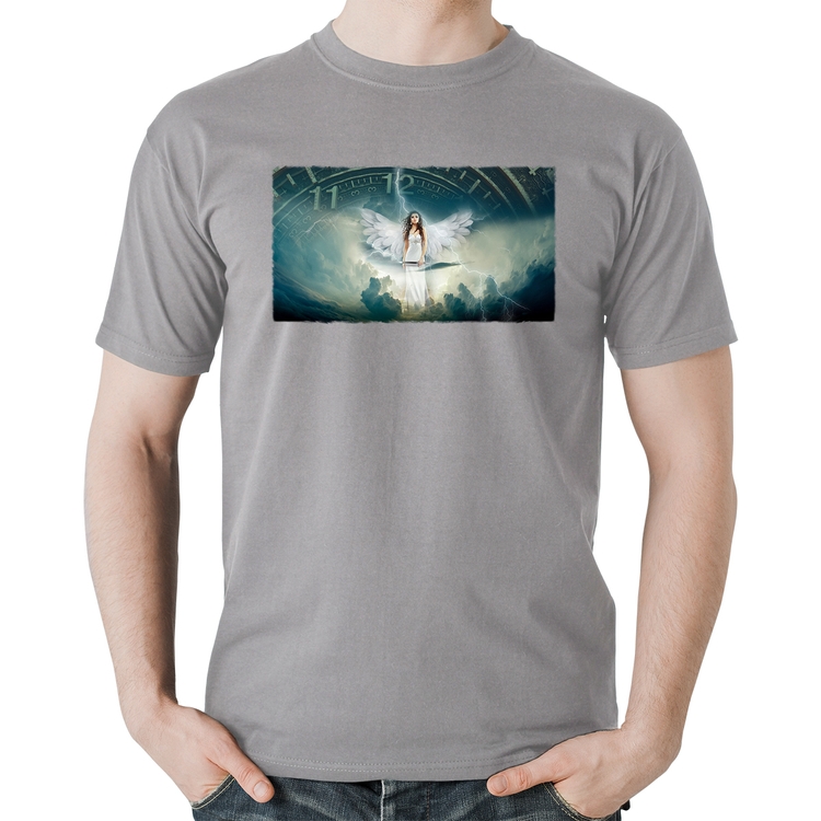 Camiseta Algodão Anjo do tempo - Cinza