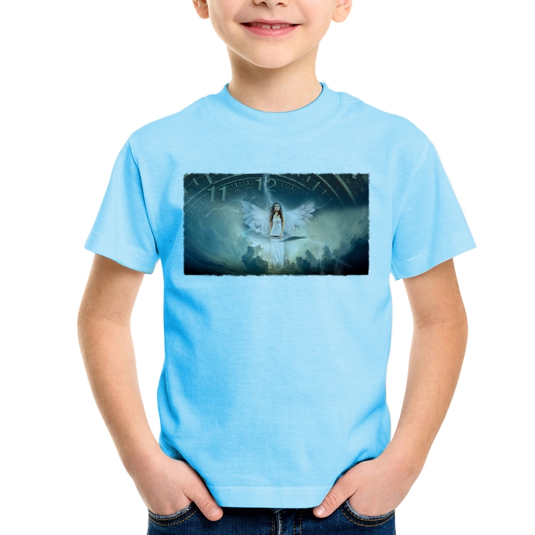 Camiseta Infantil Anjo do tempo - Azul Bebê