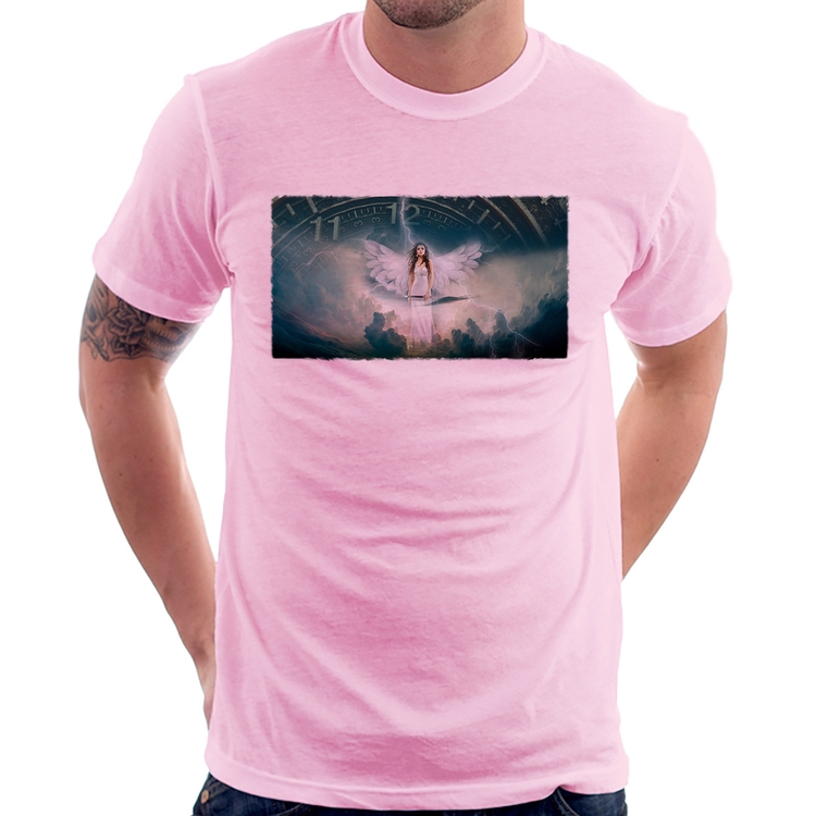 Camiseta Anjo do tempo - Rosa Bebê