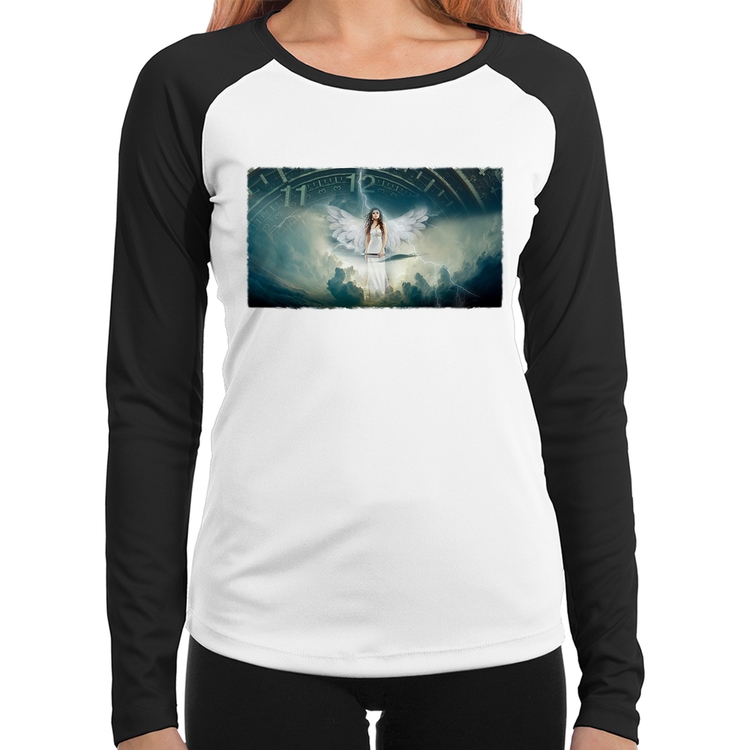 Baby Look Raglan Anjo do tempo Manga Longa