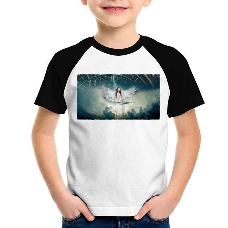 Camiseta Raglan Infantil Anjo do tempo