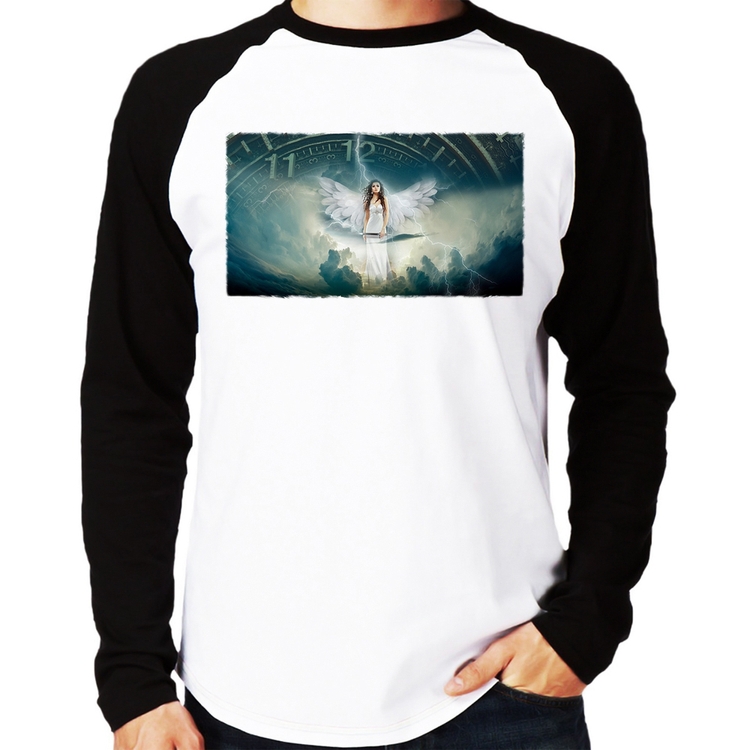 Camiseta Raglan Anjo do tempo Manga Longa