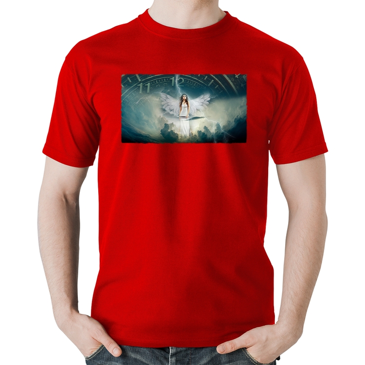 Camiseta Algodão Anjo do tempo - Vermelha