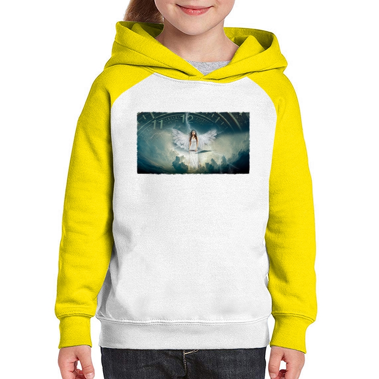 Moletom Infantil Anjo do tempo - Branco/Amarelo