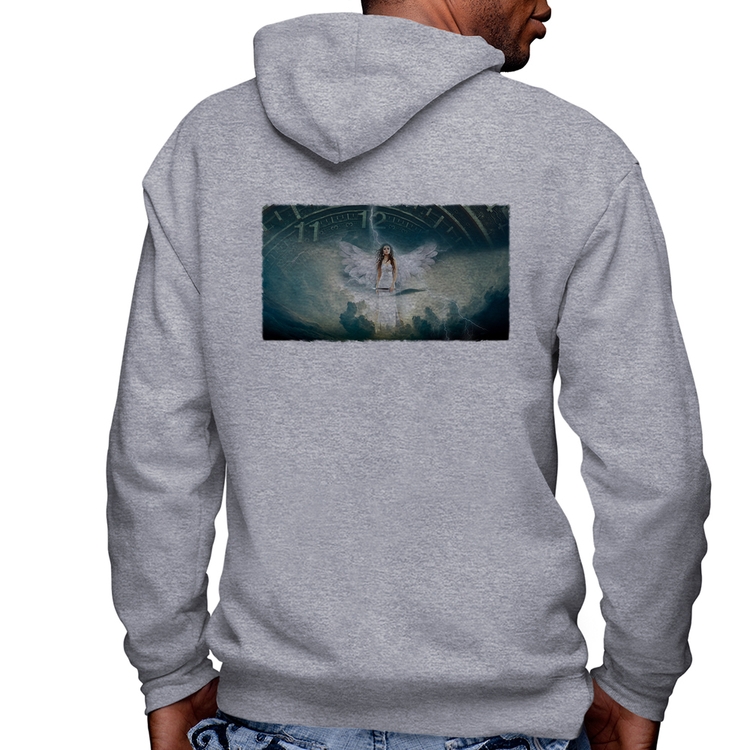 Blusa Moletom Anjo do tempo Masculina com Capuz e Zíper - Mescla