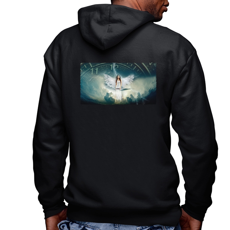 Blusa Moletom Anjo do tempo Masculina com Capuz e Zíper