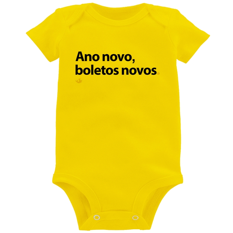 Body Bebê Ano novo, boletos novos - Amarelo