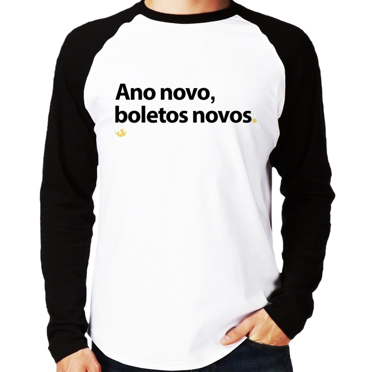 Camiseta Raglan Ano novo, boletos novos Manga Longa