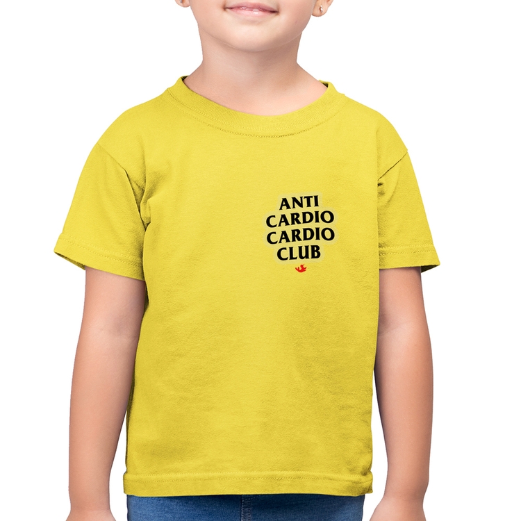 Camiseta Algodão Infantil Anti Cardio Cardio Club - Amarelo Canário
