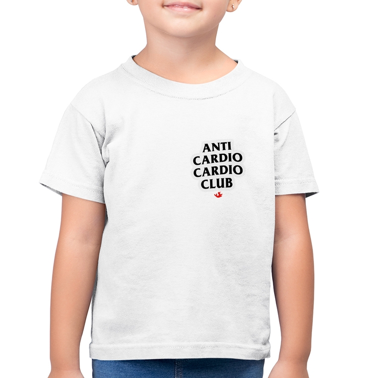 Camiseta Algodão Infantil Anti Cardio Cardio Club - Branca