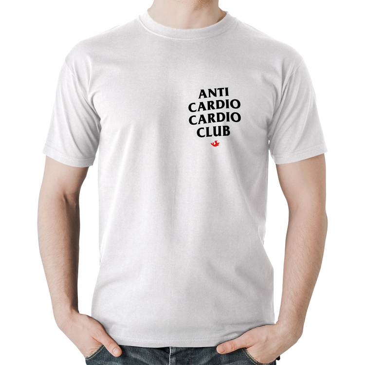 Camiseta Algodão Anti Cardio Cardio Club - Branca