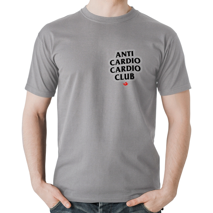Camiseta Algodão Anti Cardio Cardio Club - Cinza