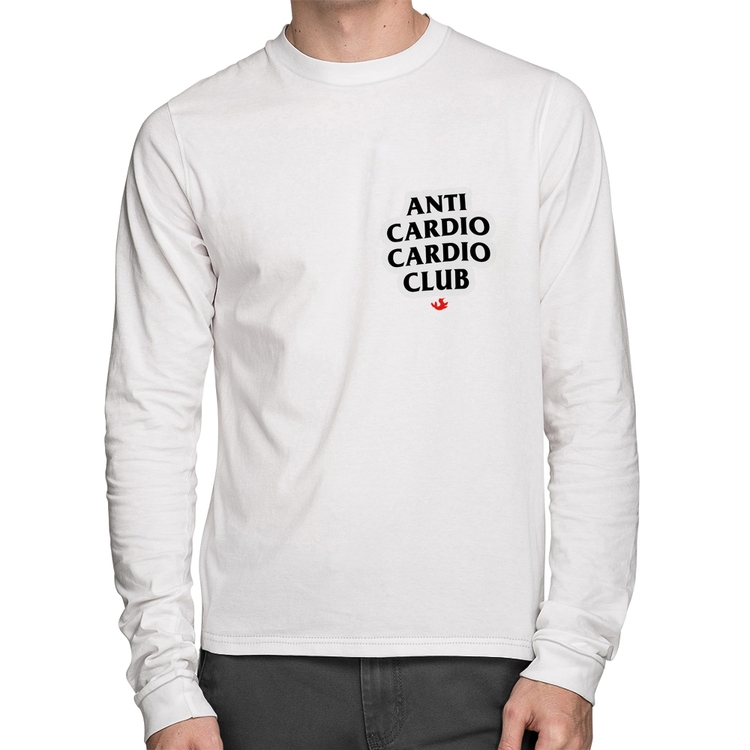 Camiseta Algodão Anti Cardio Cardio Club Manga Longa - Branca