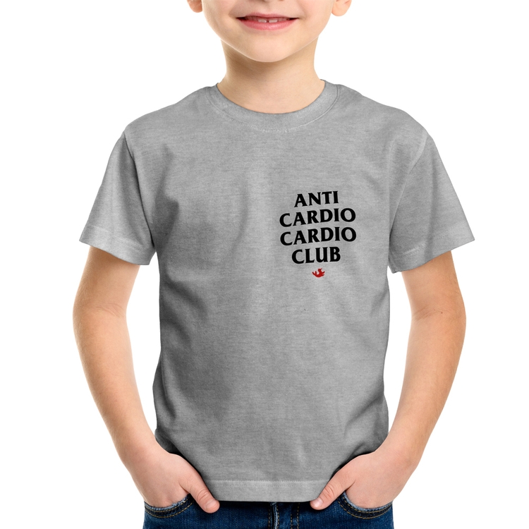 Camiseta Infantil Anti Cardio Cardio Club - Cinza