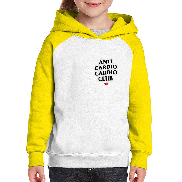 Moletom Infantil Anti Cardio Cardio Club - Branco/Amarelo
