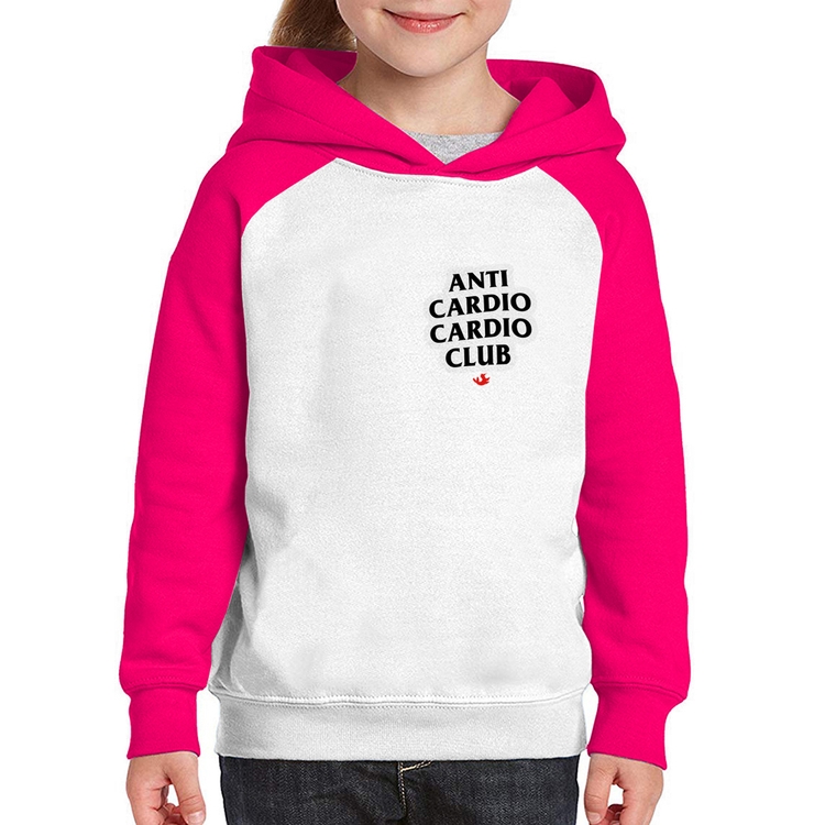Moletom Infantil Anti Cardio Cardio Club - Branco/Rosa