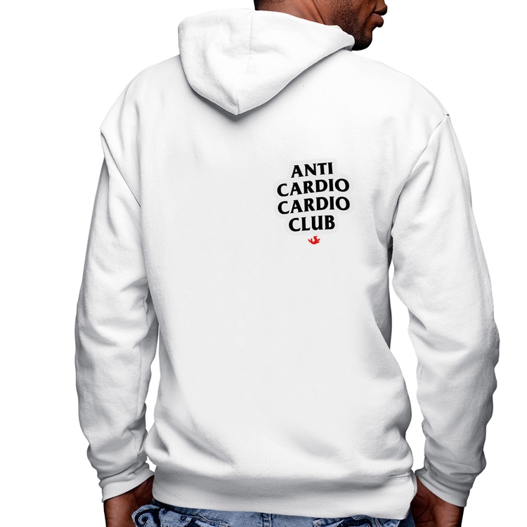Blusa Moletom Anti Cardio Cardio Club Masculina com Capuz e Zíper - Branca