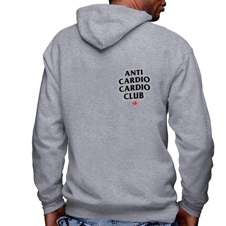Blusa Moletom Anti Cardio Cardio Club Masculina com Capuz e Zíper - Mescla
