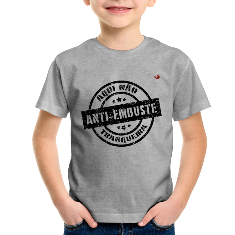 Camiseta Infantil Anti-Embuste - Cinza