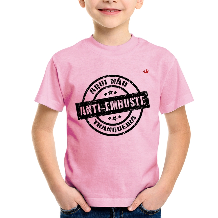 Camiseta Infantil Anti-Embuste - Rosa Bebê